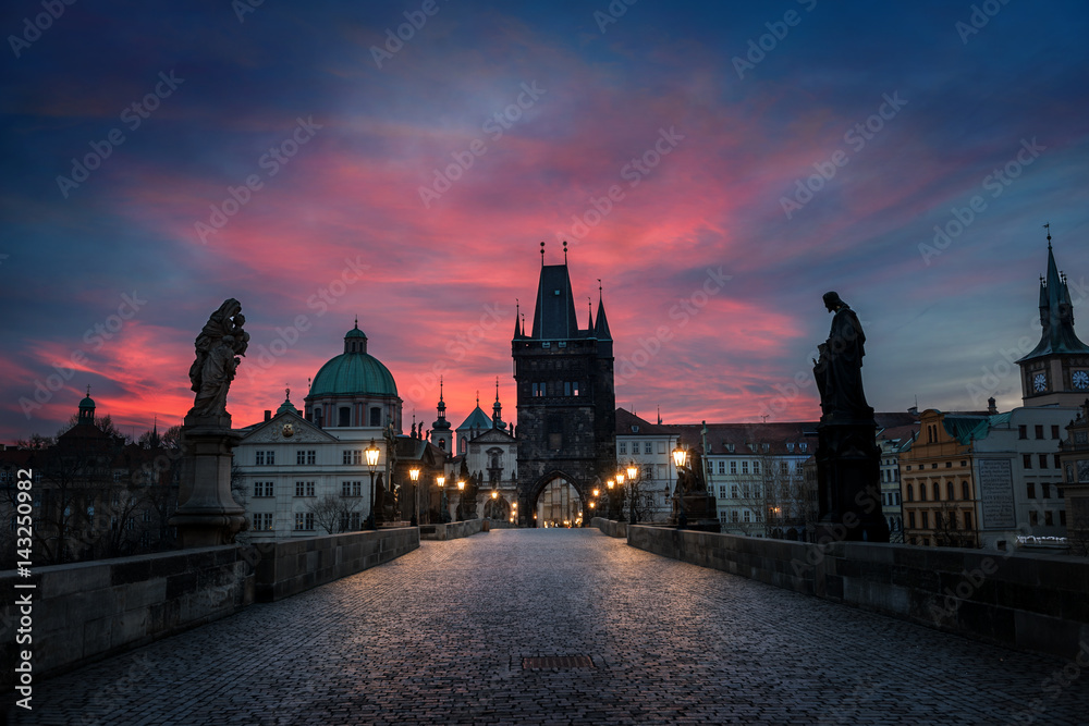 Charles Bridge in Prague at night