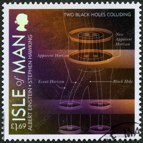 ISLE OF MAN - 2016: shows Two Black Holes Colliding, 100 Years of General Relativity
