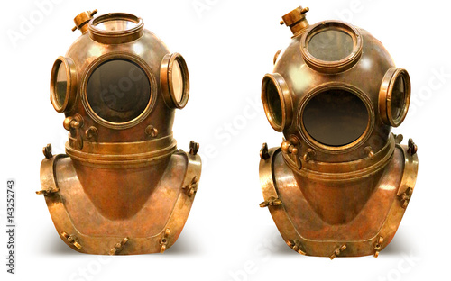 Copper old vintage deeps sea diving suit photo