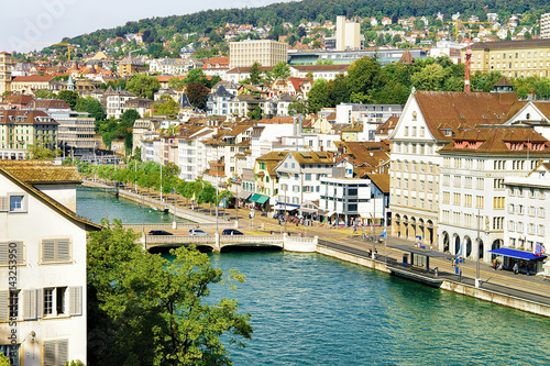 Bridge at Limmatquai in city center of Zurich