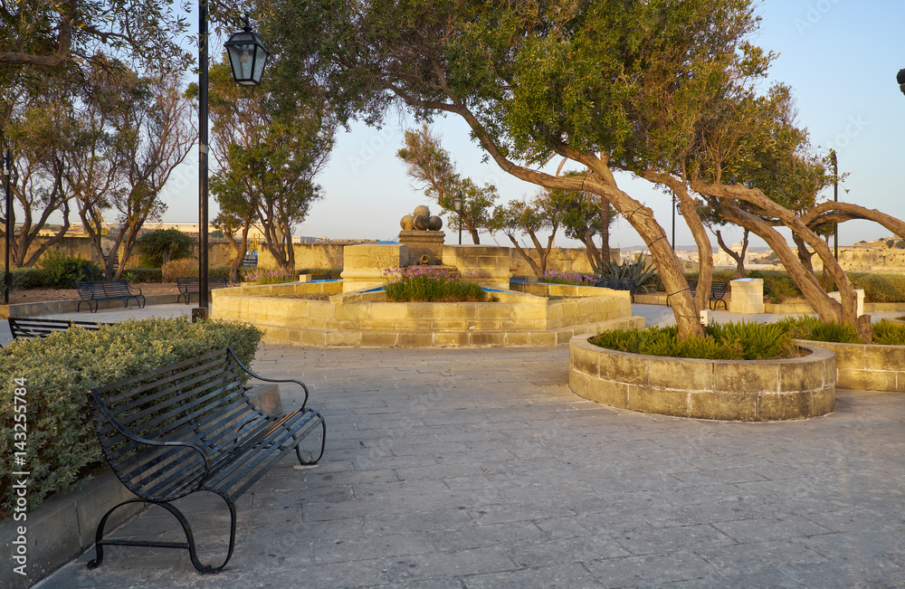Gardjola Gardens in the early morning, Senglea, Malta Gardjola Gardens in the early morning, Senglea, Malta