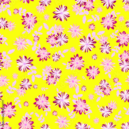 Seamless pattern with colorful flowers on a colored background. Floral background for textile, wallpaper, print, scrapbooking, decoupage.