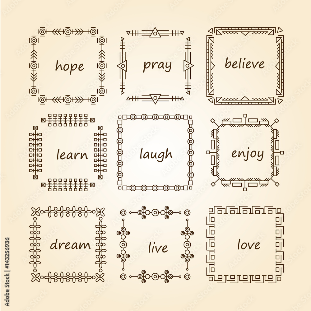 Thin line vector modern geometric frames. Thin line vector modern geometric frames.