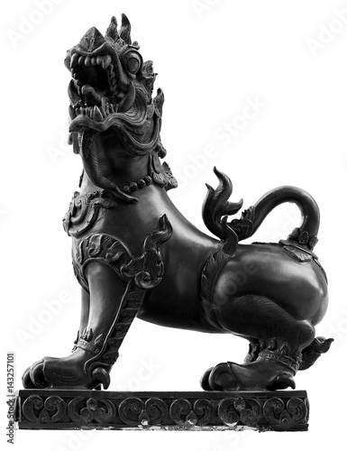 Singh statue of an animal in the wild nuts of Buddhism.