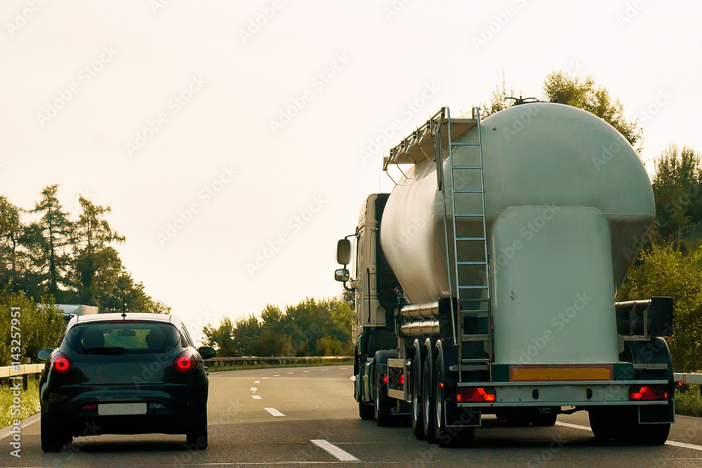 Tanker storage vessel on road in canton Zurich Switzerland