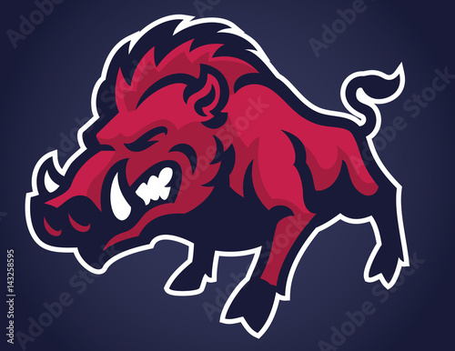 Angry of wild hog mascot
