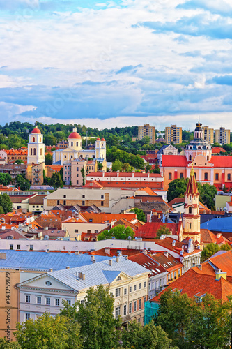 Rooftop of old town in Vilnius with churches towers photo