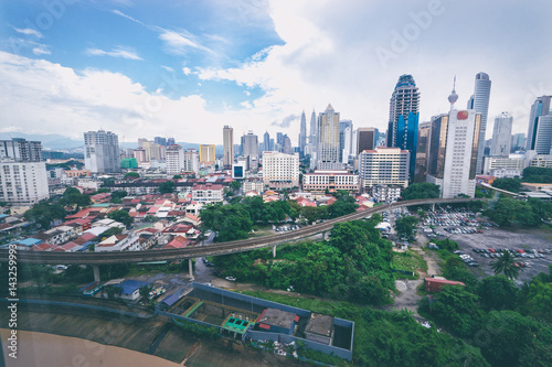 Photography Asian megapolis. Beautiful city view with skyscrapers and roads.