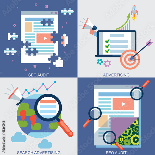 Web Icons Set 6 / Set of 4 flat design web icons. 