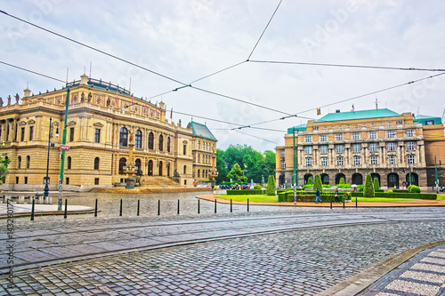 Rudolfinum and Charles University on Jan Palach Square in Prague