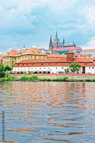 Vltava River and Kafka Museum and Old town of Prague