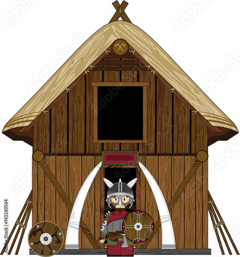 Cartoon Fierce Norse Viking at Home
