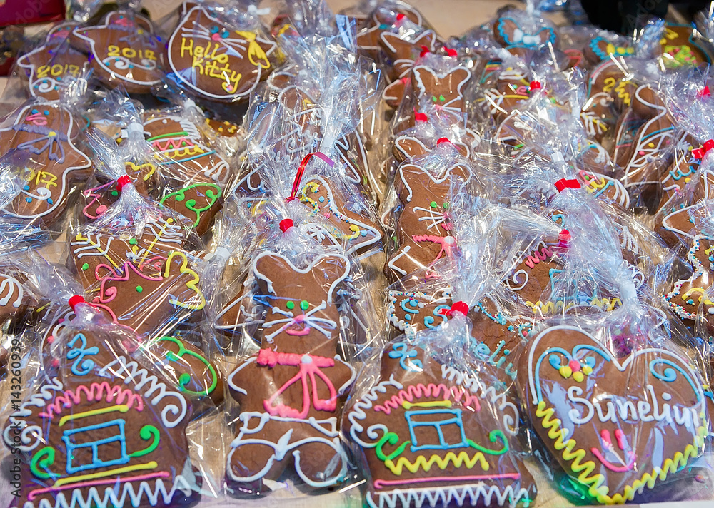 Gingerbread in Vilnius Christmas Market during Advent Gingerbread in Vilnius Christmas Market during Advent