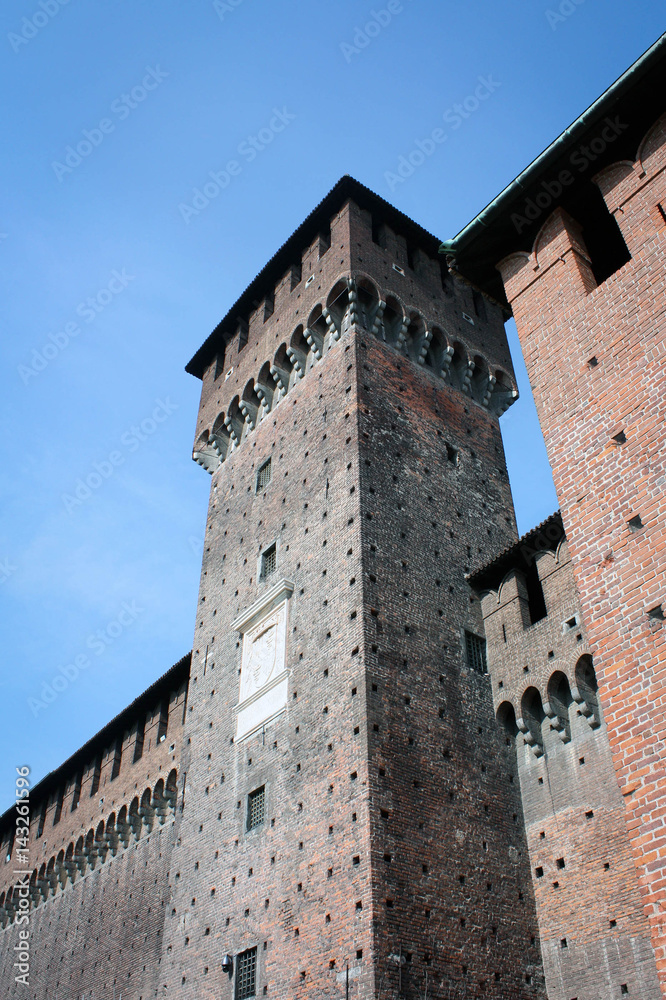 Internal court of Sforza Castle, Milan, Italy