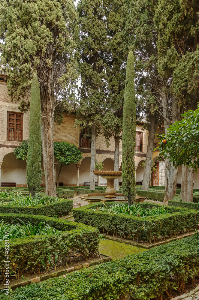 Garden in Alhambra palace, Granada