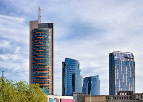 Downtown with skyscrapers in city center of Vilnius