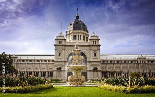 Royal Exhibition Building behind Carlton Gardens in Melbourne, Victoria, Australia. First building in Oz to be awarded UNESCO world heritage status. One of last remaining 19thC exhibition buildings.