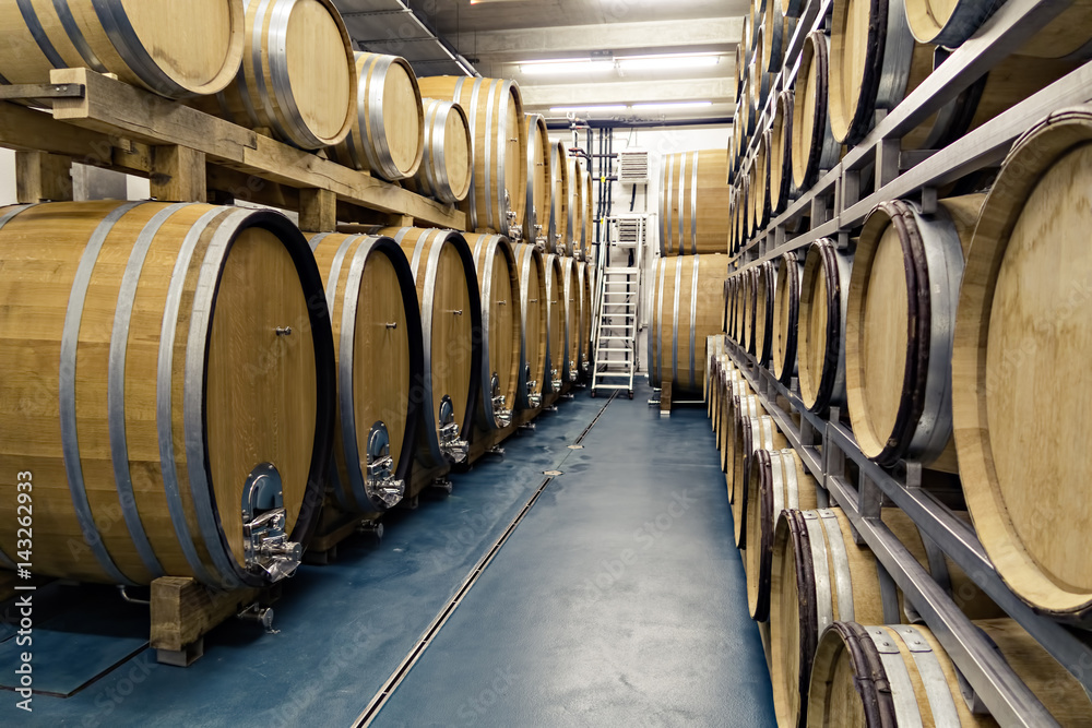 Traditional old wooden barrels are used in top wine cellars for storing wine, whiskey,rum or cider.
