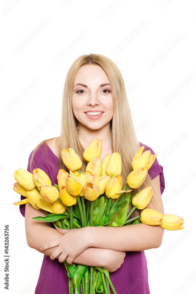 Beautiful young female with flowers Beautiful young female with flowers