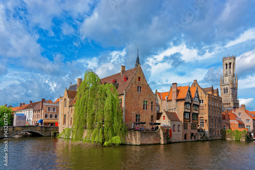 Rozenhoedkaai canal in medieval old town of Brugge