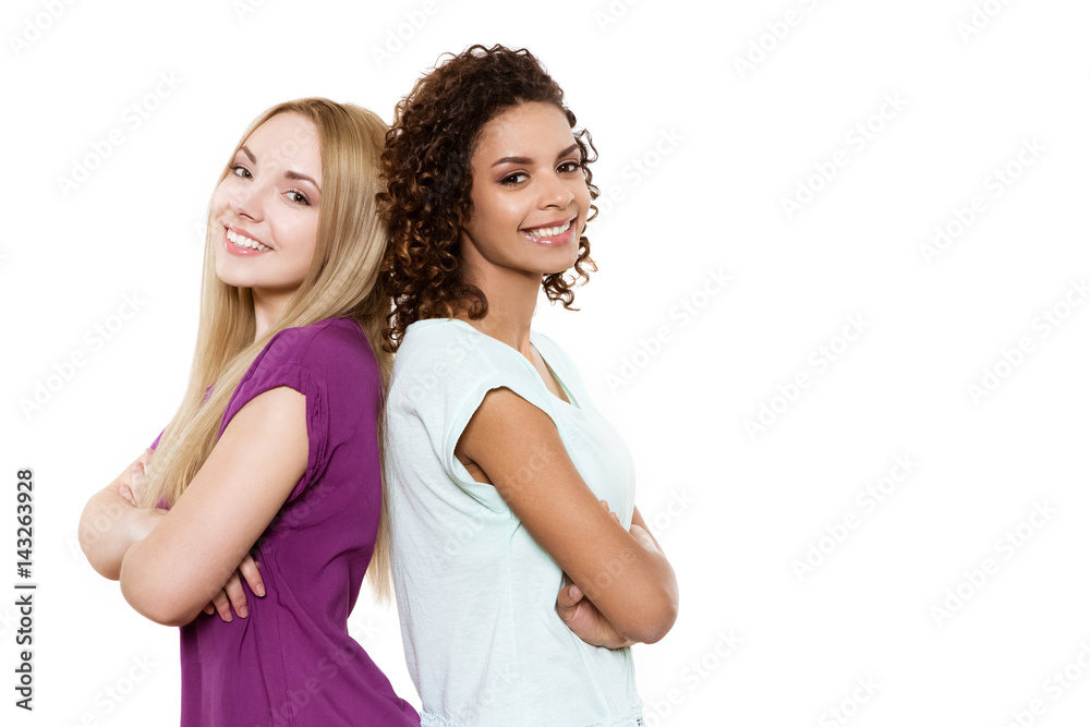 Multicultural girlfriends at the studio