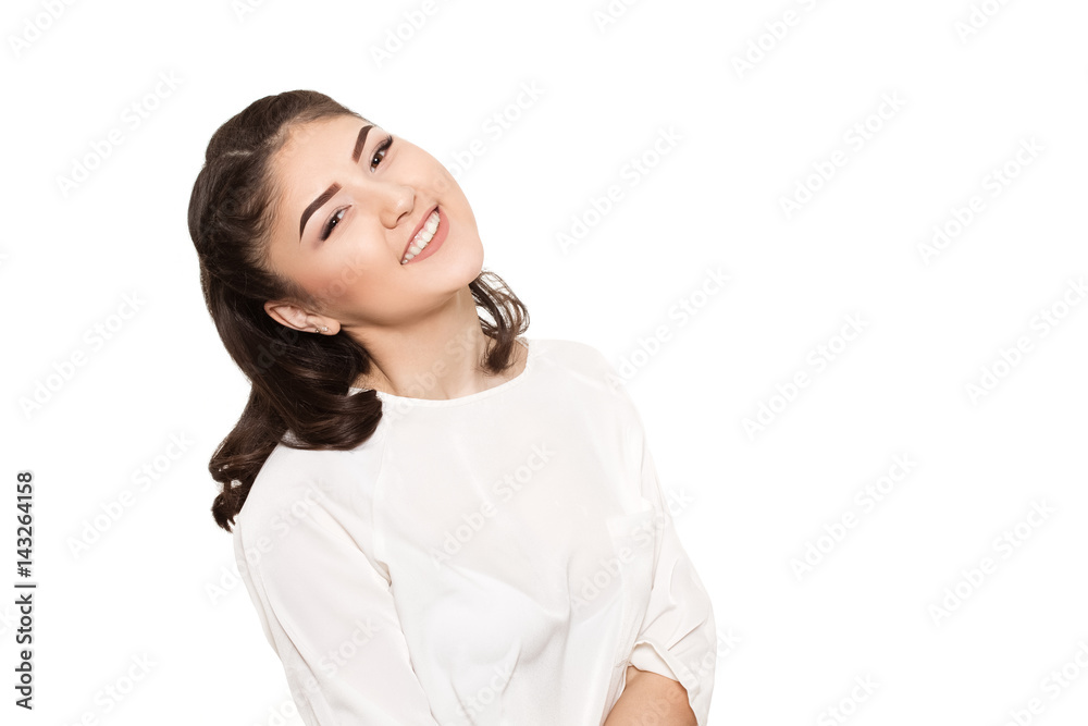 Attractive happy girl in studio Attractive happy girl in studio