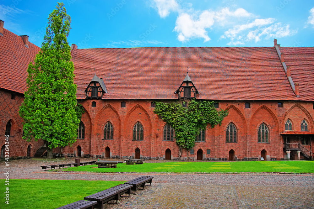 Architecture of Malbork Castle in Pomerania in Poland