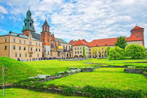 People at Wawel Cathedral on hill Krakow Poland