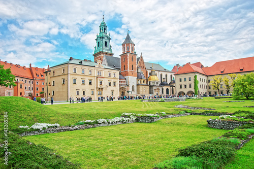 Wawel Cathedral and people in Krakow