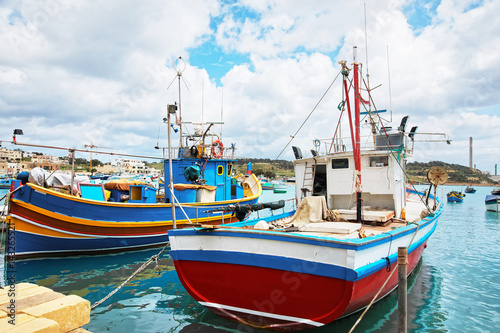 Colorful boats at Marsaxlokk Harbor Malta