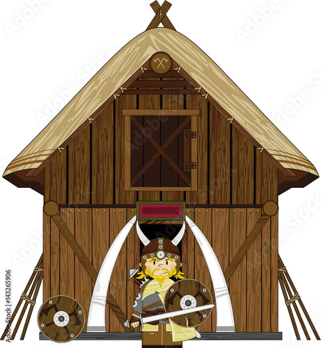 Cartoon Fierce Norse Viking at Home