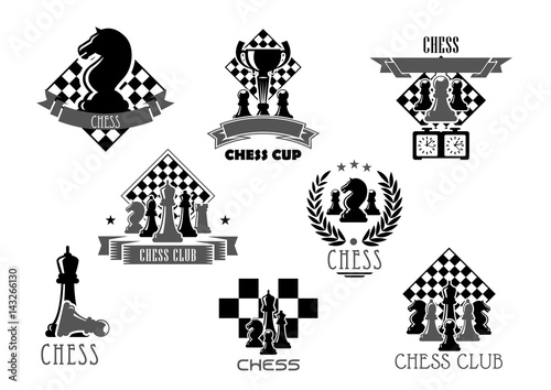 Chess club or tournament icon for sporting design