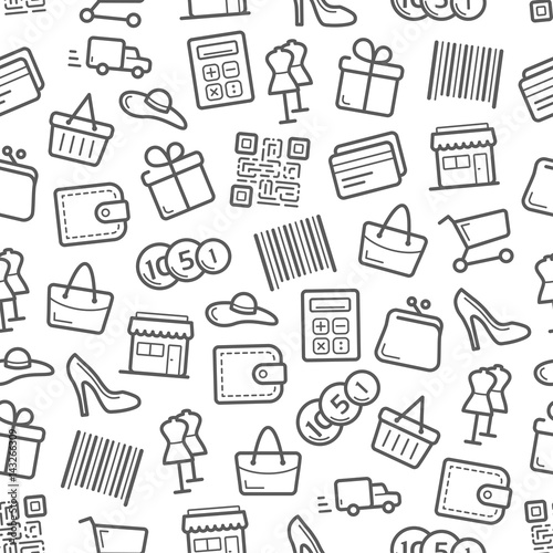 Sale and shopping seamless pattern background