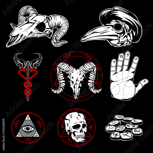 Hand Drawn Esoteric Symbols And Occult Attributes