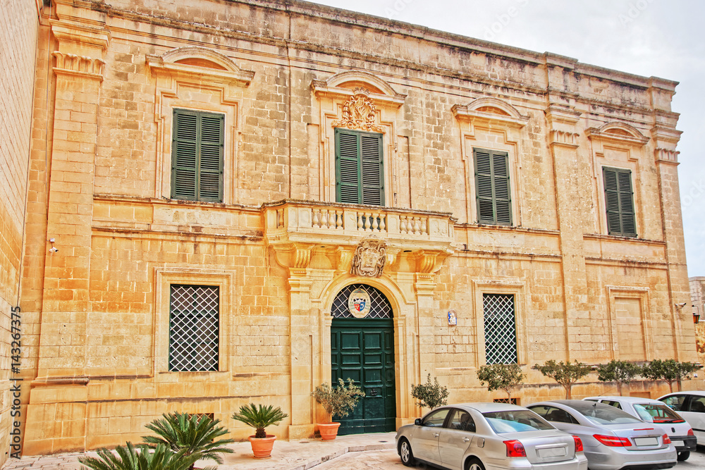 Building at St Paul Cathedral Square in Mdina Malta