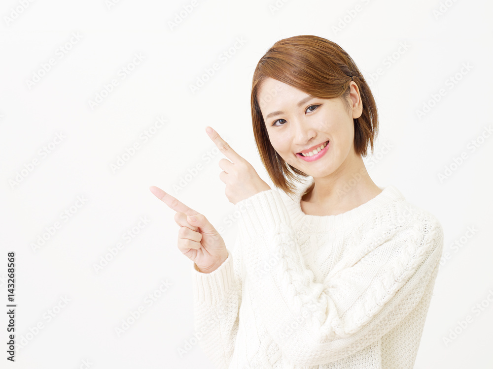 女性 指差し 女性 指差し