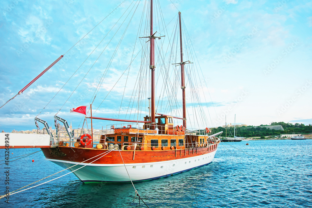 Ship at Grand Harbor in Valletta of Malta