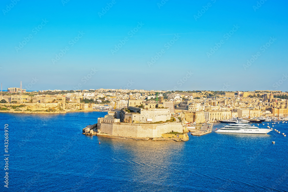 St Angelo fort of Birgu at Grand Harbor Valletta Malta
