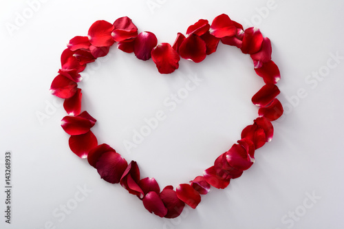 Romantic heart from rose petals