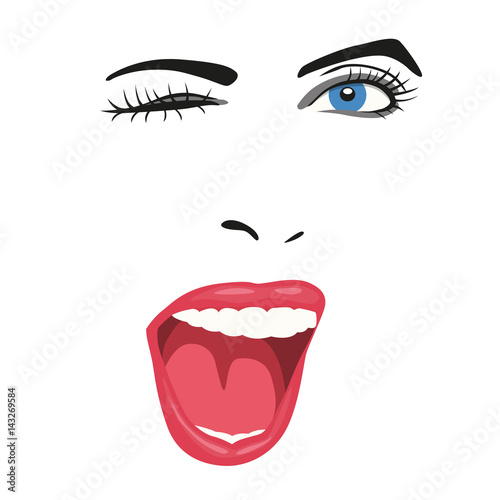 Clin D œil Visage Femme Sourire Expression Portrait Regard Yeux Mode Stock Vector Adobe Stock