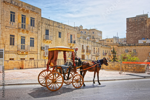 Horse carriage at Saint Elmo fort of Valletta Malta photo