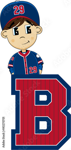 B is for Baseball Alphabet Learning Illustration
