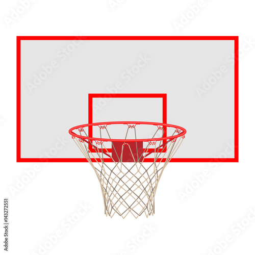 Basketball hoop on backboard isolated on white background