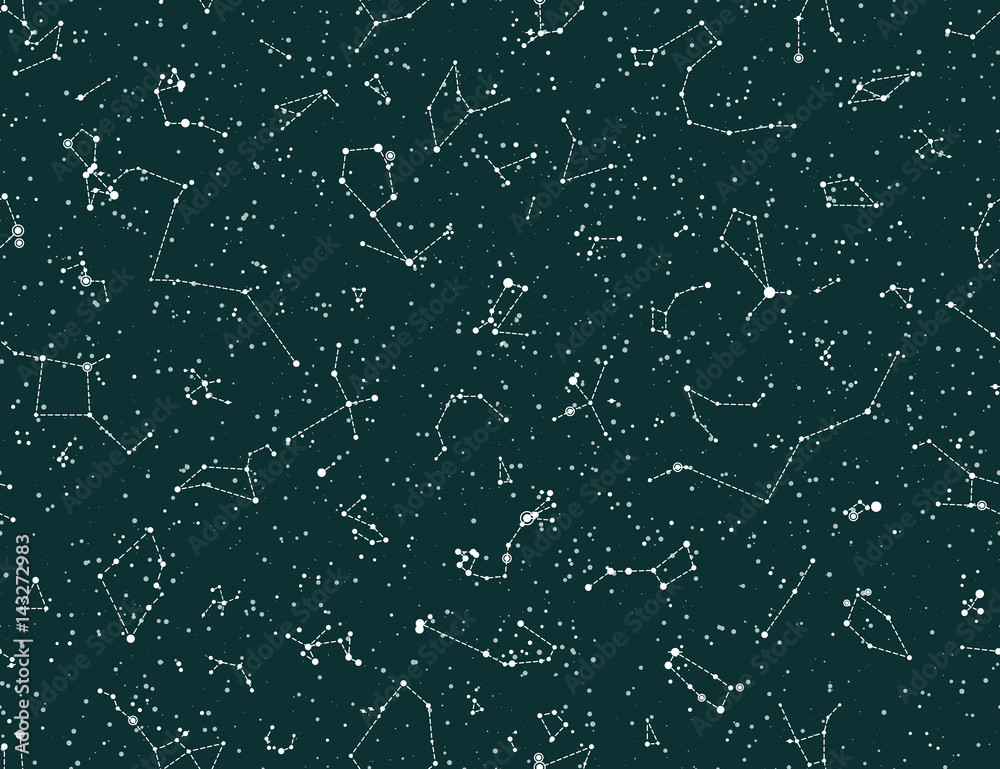 Vector seamless pattern with constellations on green chalkboard background. Astronomy scientific school background Vector seamless pattern with constellations on green chalkboard background. Astronomy scientific school background