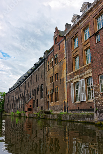 Buildings on Graslei and Korenlei over Lys River Canal Ghent