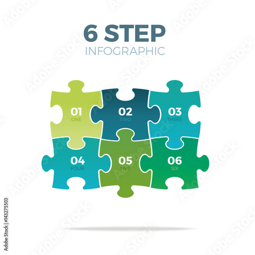 Six step puzzle infographic