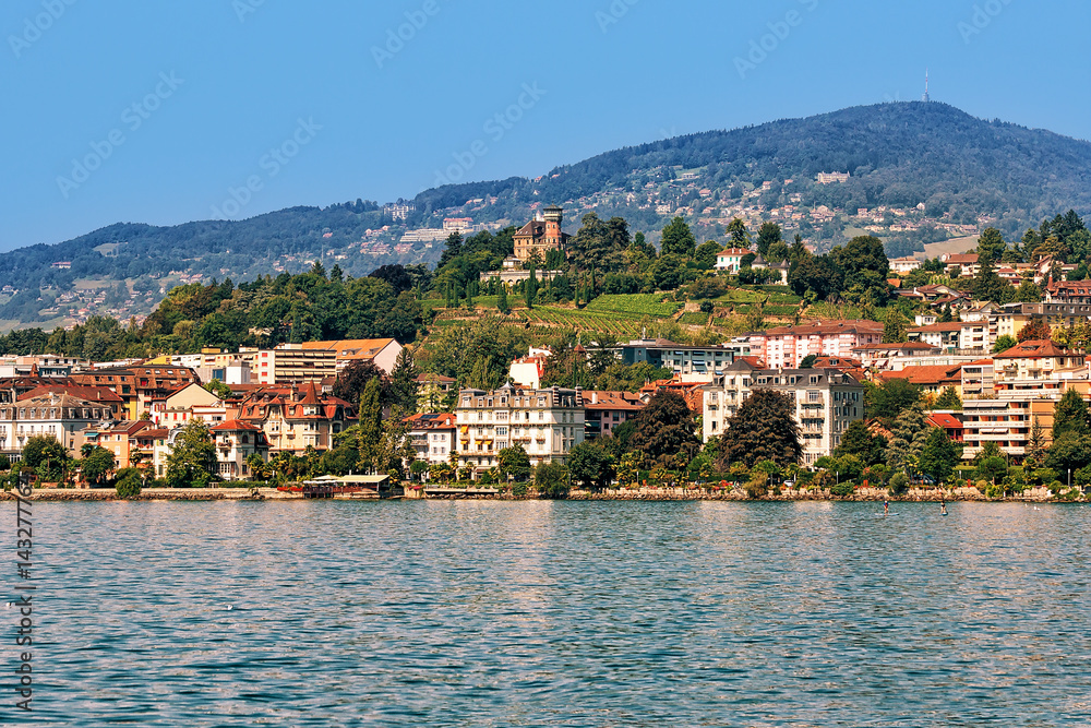 Panorama of Montreux Riviera Geneva Lake