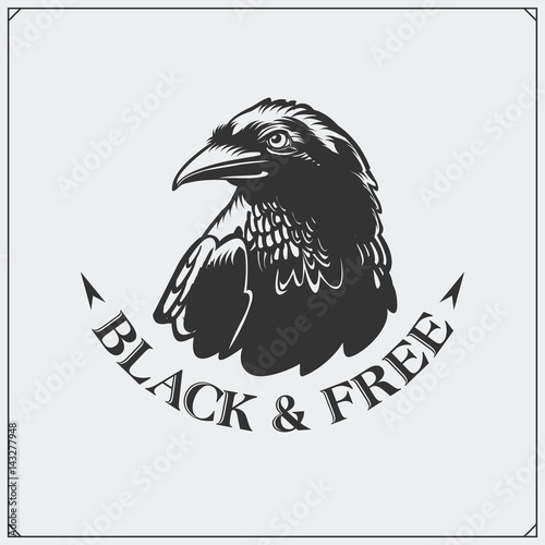The emblem with raven for a sport team.