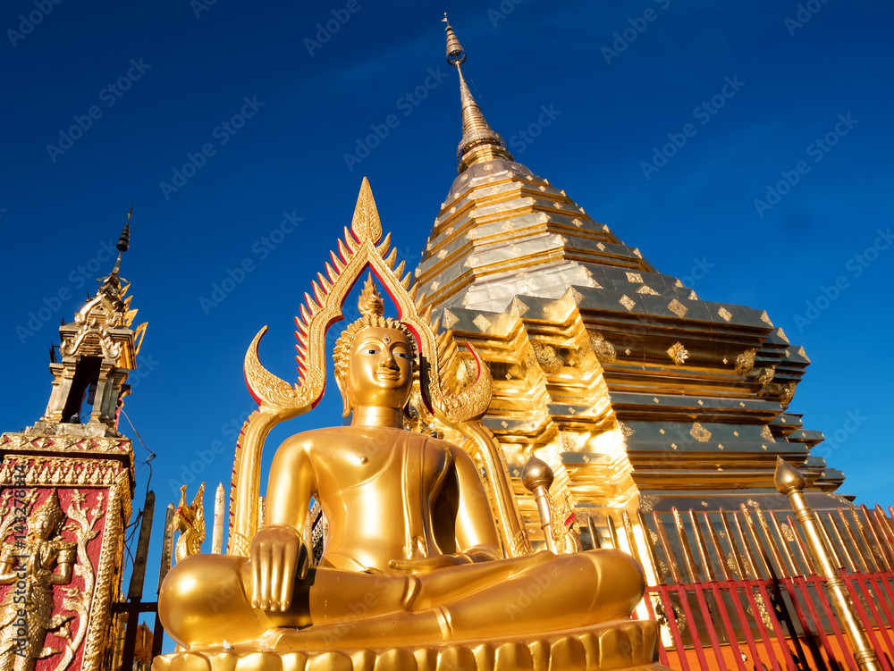 Obraz premium Wat Phra That Doi Suthep is tourist attraction of Chiang Mai, Thailand.