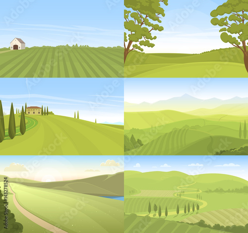 Agricultural farm field set vector.